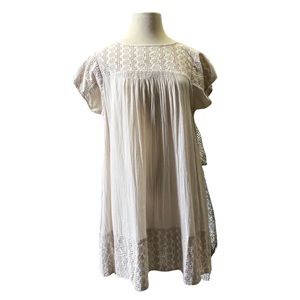 Tree Eyelet Trim Mini Dress Tunic L